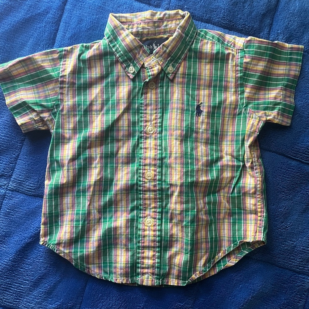 Ralph Lauren Kids Plaid Shirt - Green, Yellow, and Pink
